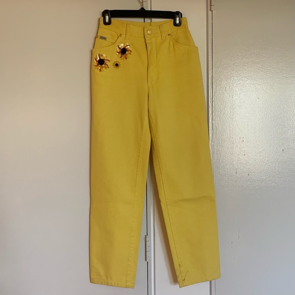 VINTAGE ESCADA YELLOW JEANS SIZE 34 - Picture 3 of 11